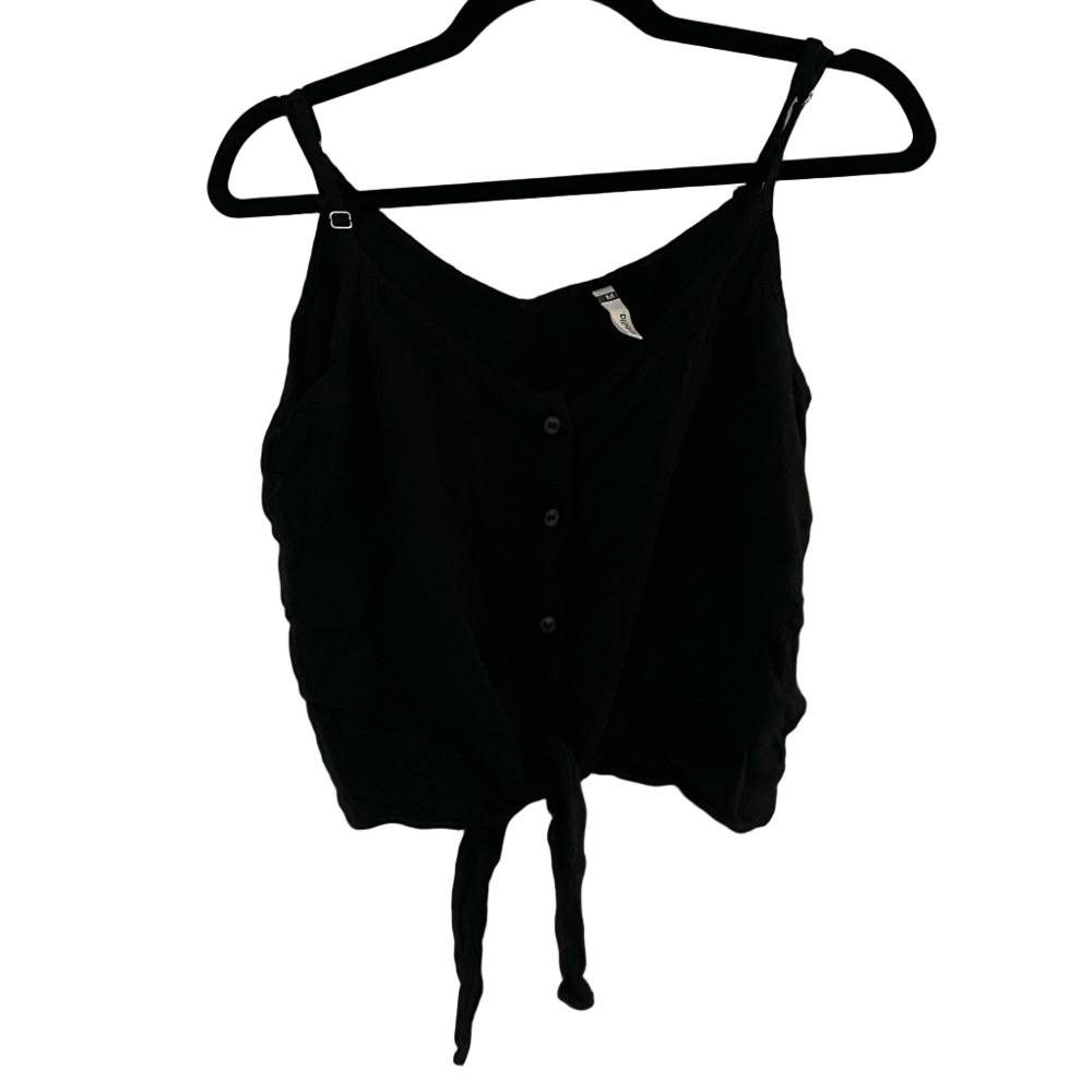 Sybilla Black Button-Up Women's Spaghetti Strap Top